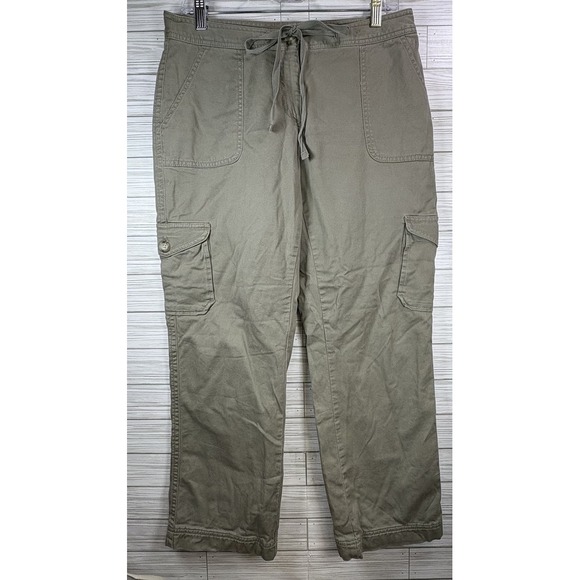 L.L. Bean Women's Size 10 Khaki Southport Favorite Fit‎ Cargo Flannel Lined Pant - Picture 1 of 11